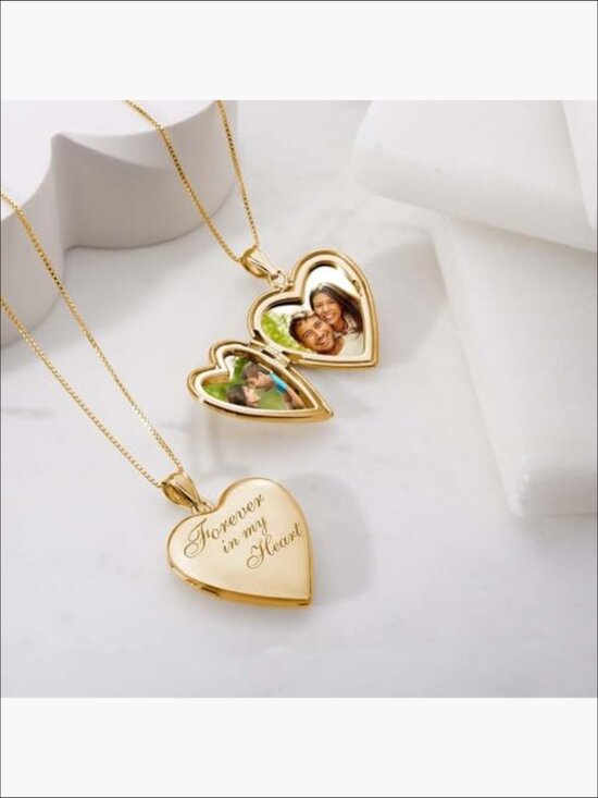Amazon.com: ChicSilver Gold Plated Forever in My Heart  Yellow Gold Filled Forever In My Heart Locket Necklace with Photos